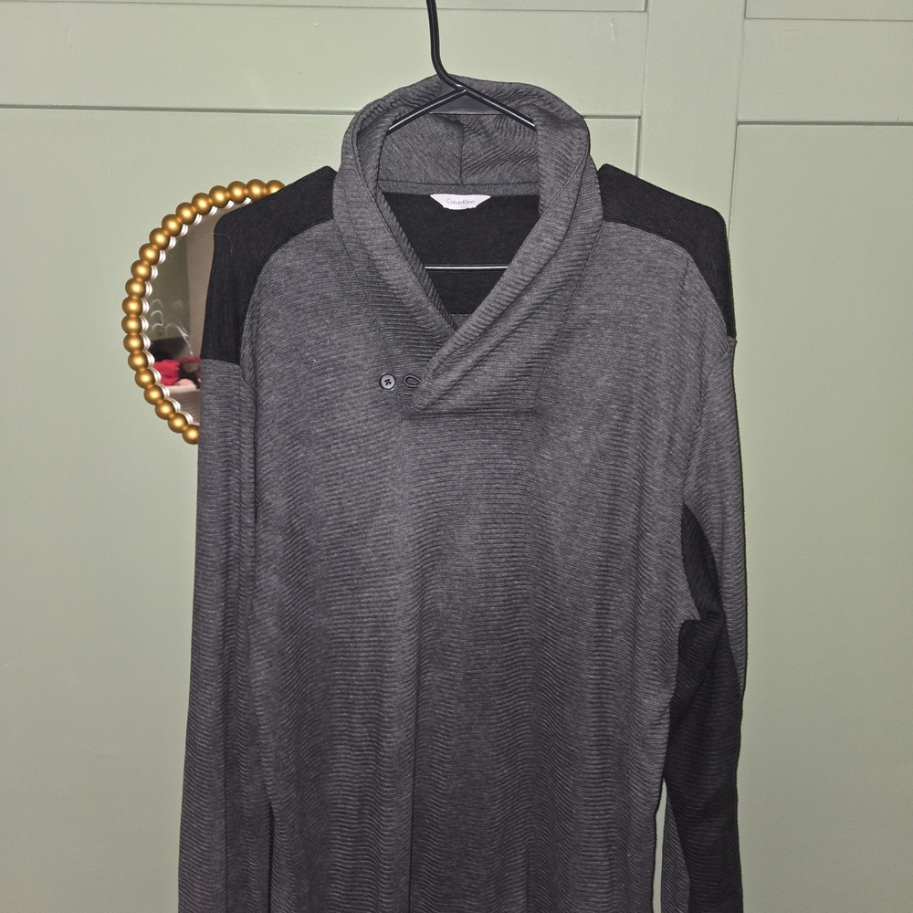 Calvin Klein Gray and Black Cowl Neck Sweater
